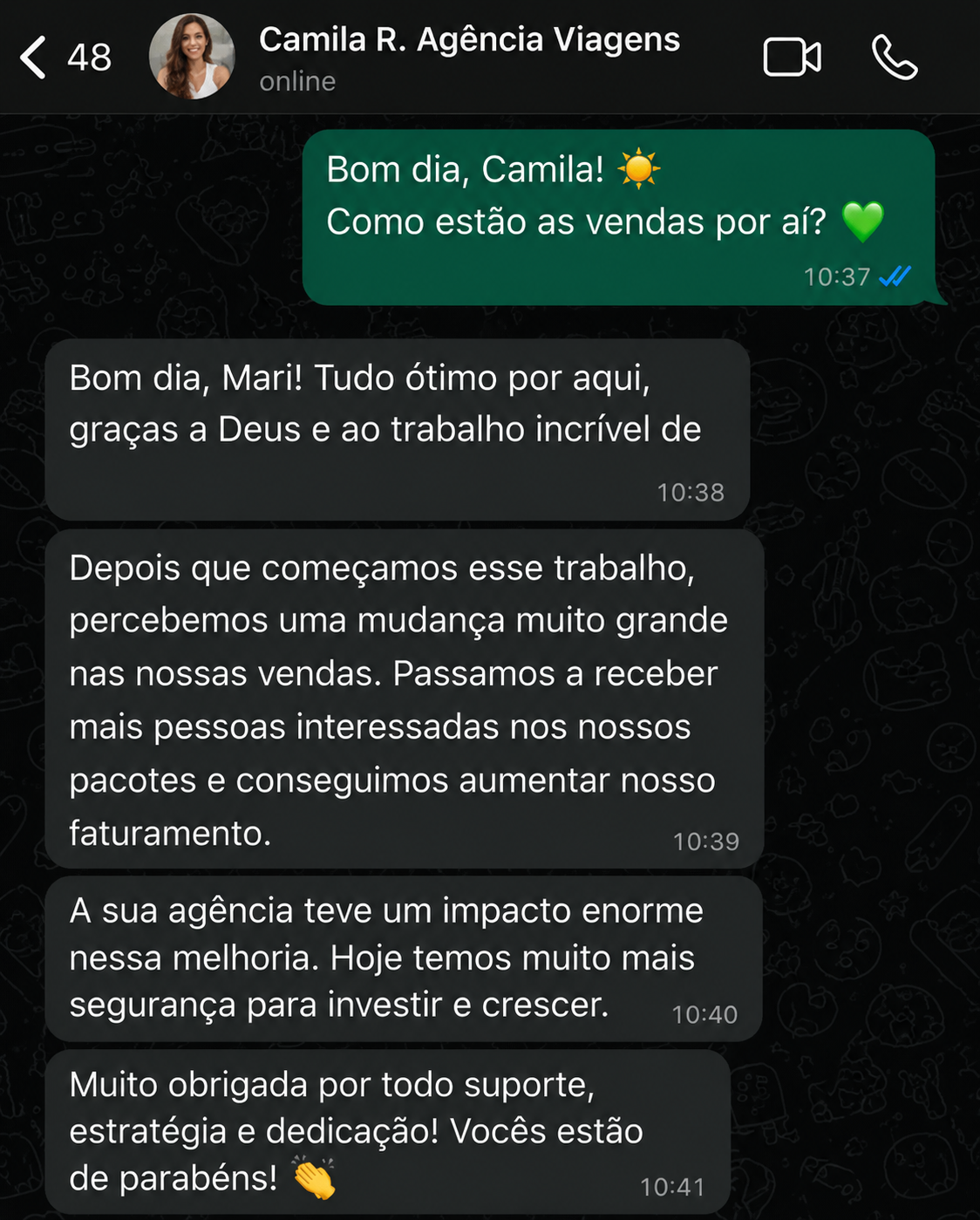 Depoimento de Camila R., Agência de Viagens em Pernambuco
